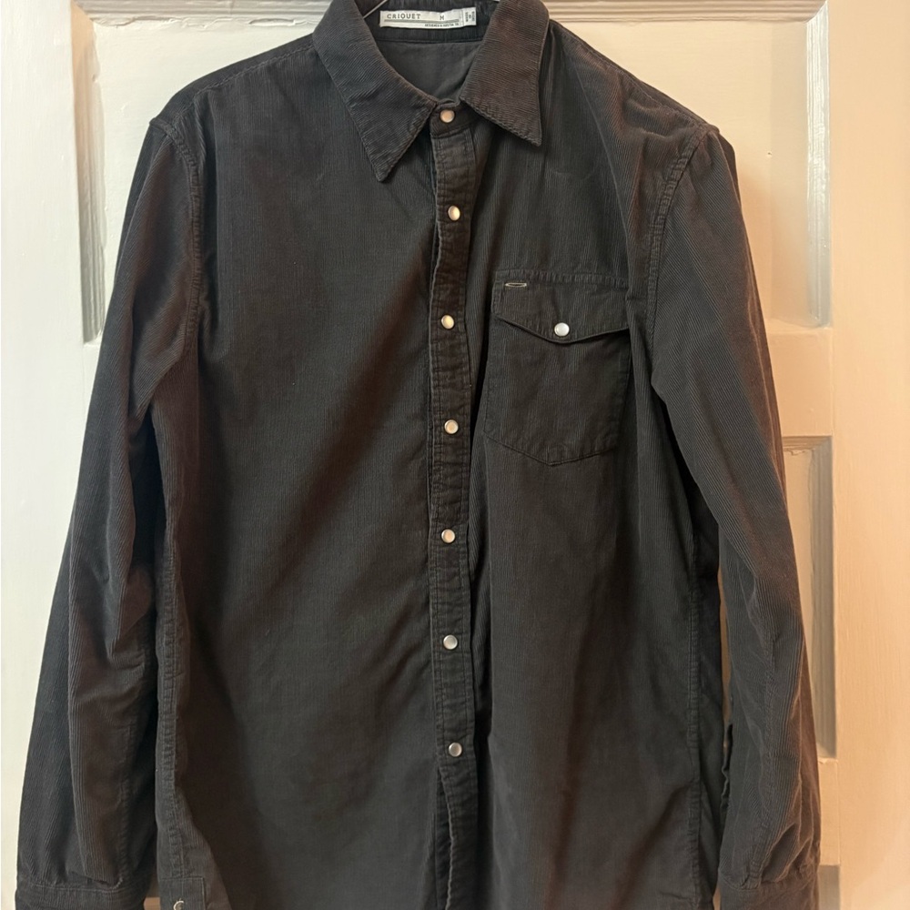 Criquet Corduroy Pearl Snap Shirt - Dark Grey